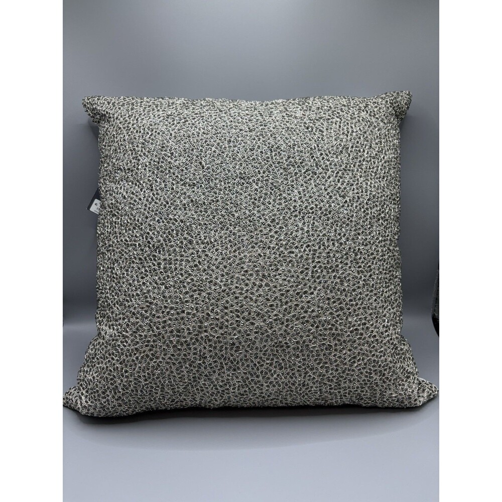 Hudson Park Palmetto Beaded Decorative Pillows Silver